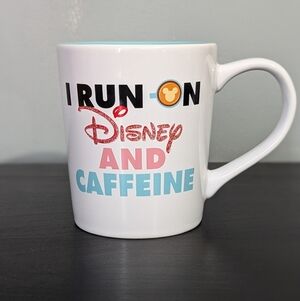 Disney I Run On Disney and Caffeine Ceramic‎ Coffee Mug Mickey Donut Glitter